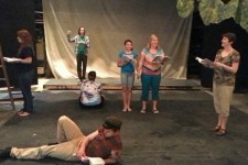 The cast of Sunday in the Park with George in rehearsal