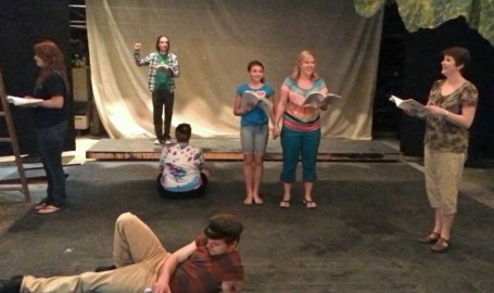 The cast of Sunday in the Park with George in rehearsal